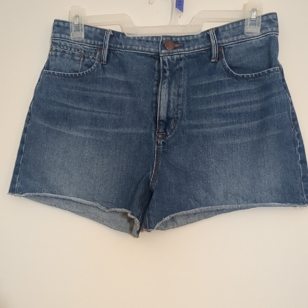 Lou & Grey Blue Jean Shorts High-Rise Cut-Off Size 31